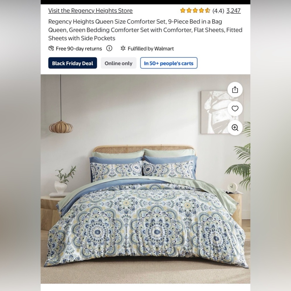 Walmart 9 piece queen bed set